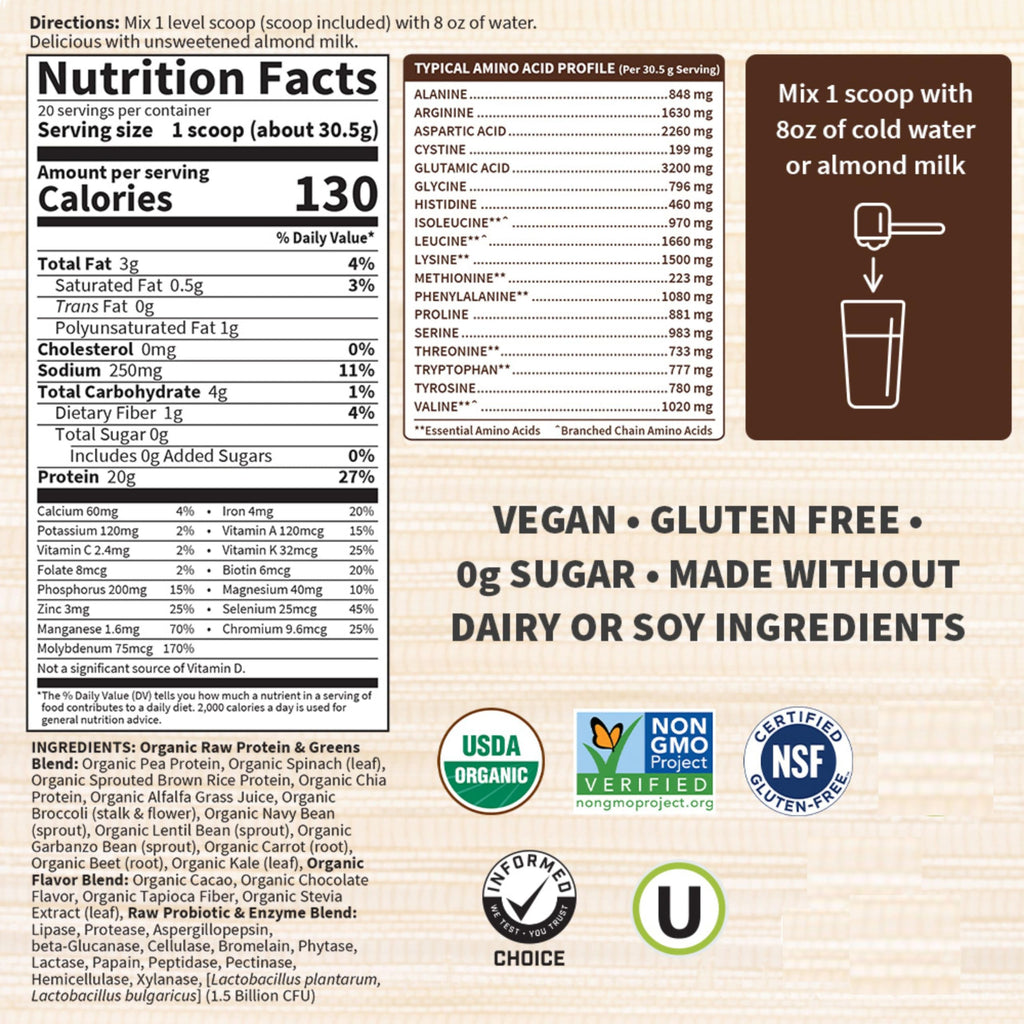 Garden of Life Organic Chocolate Protein & Greens, 21.51 OZ