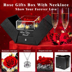 Lebana Preserved Red Real Rose with Heart I Love You Necklace -Mothers Day Gifts for Mom Her Wife Girlfriend Grandma on Valentines Mothers Day Christmas Birthday Anniversary Romantic-Red