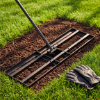 Lawn Leveling Rake - 30x10 Leveling Rake for Soil, Heavy Duty Yard Leveling Rake with 6.5FT Extra Long Handle, 2mm Thickened Stainless Steel Lawn Leveler, Landscape Tool for Dirt and Sand, with Gloves