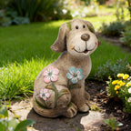 Smadeer Solar Dog Garden Statue with Light, Cute Outdoor Dog Decoration for Yard, Patio, Lawn Balcony, Animal Figurines Housewarming Gardening Gift, Crafted Gifts for Mom Women