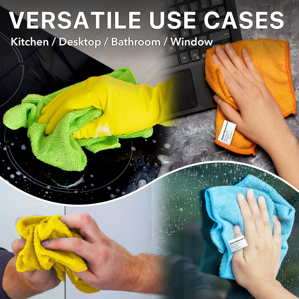 Simple Houseware Microfiber Cleaning Cloth 150 Pack, 12" x 16", 4 Colors