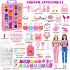 Closet Playset With 342 Pcs Clothes and Accessories, Princess Dresses, Tops, Pants, Swimsuits, Wardrobe, Shoes, Hangers and Other Accessories, Dress Up Toys for Girls Toddlers Gift