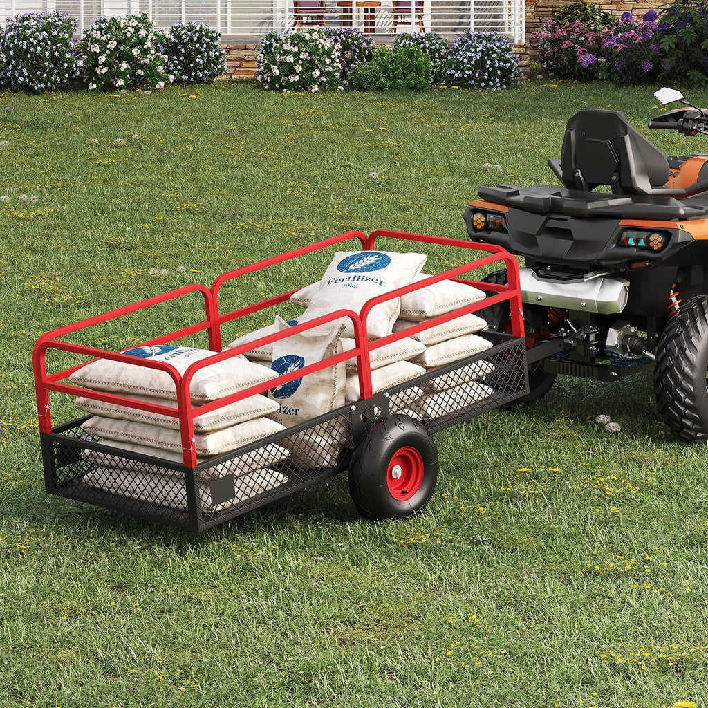GarveeLife ATV UTV Tow Behind Dump Trailer 1600 lbs 22 Cubic Feet, Red