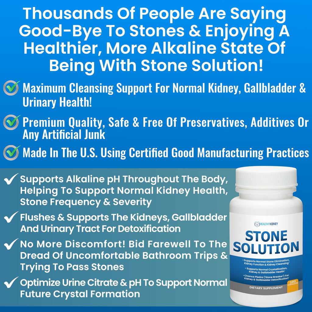 Stone Solution Capsules- Natural Dissolver, Kidney Stone Support & Kidney Cleanser Chanca Piedra Stone Breaker Gallbladder Cleanse, Flush & Stop Recurrence, Stone Relief 60 Servings