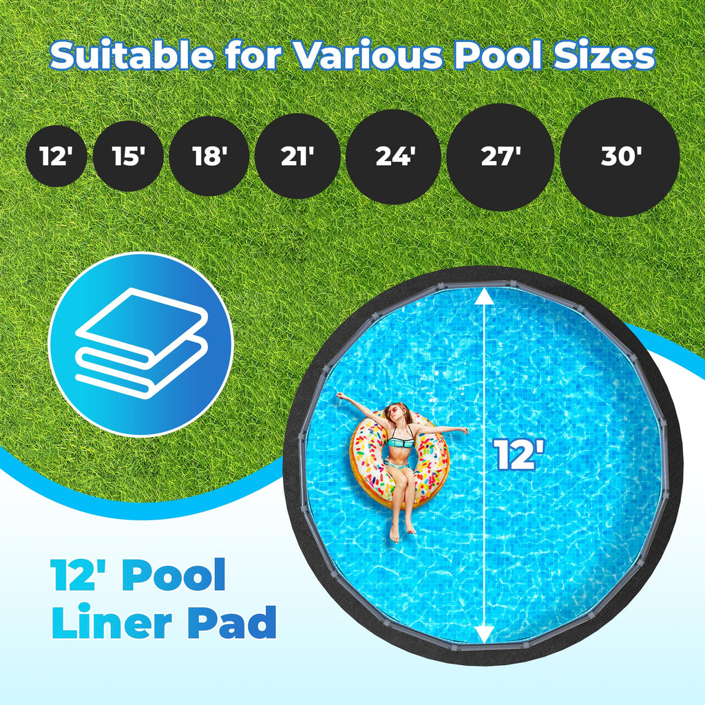 AquaJoyer 24' Round Thicker Heavy Duty Pool Liner Pad for Above Ground Pool, Pool Padding Underlayment for Pool Bottom, Protects Pool Prevents Punctures Weed Barrier Comfortable underfoot