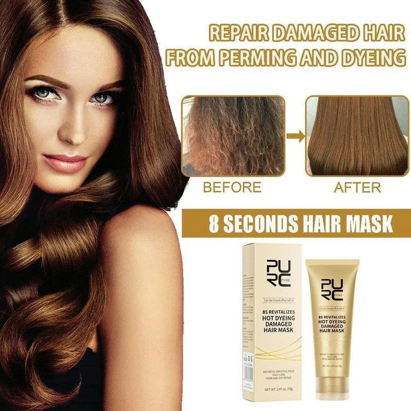 purc Advanced Hair Mask 8s Revitalizes Hot Dyeing Damaged Hair Mask Professional Keratin Treatment Hair Mask Instantly Smooths Frizz Daily Care Perm And Dye Repair Conditioner - Specification: 70g*1