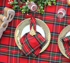 COTTON CRAFT Christmas Tartan Plaid Cloth Napkins - 12 Pack 100% Cotton