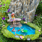 Mood Lab Fairy Garden Figurines - Fish Pond Set (2 pcs) - Miniature Decorative Statues & Accessories - Outdoor & Indoor Garden Decor