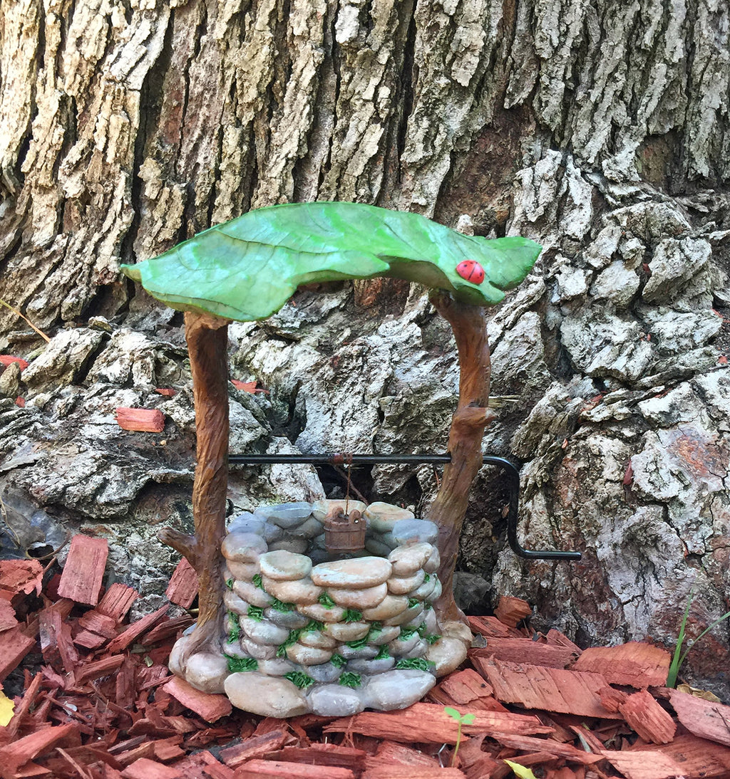 GlitZGlam Miniature Wishing Well with Movable Handle and Water Bucket for Garden Gnomes and Fairies -a Fairy Garden Accessory