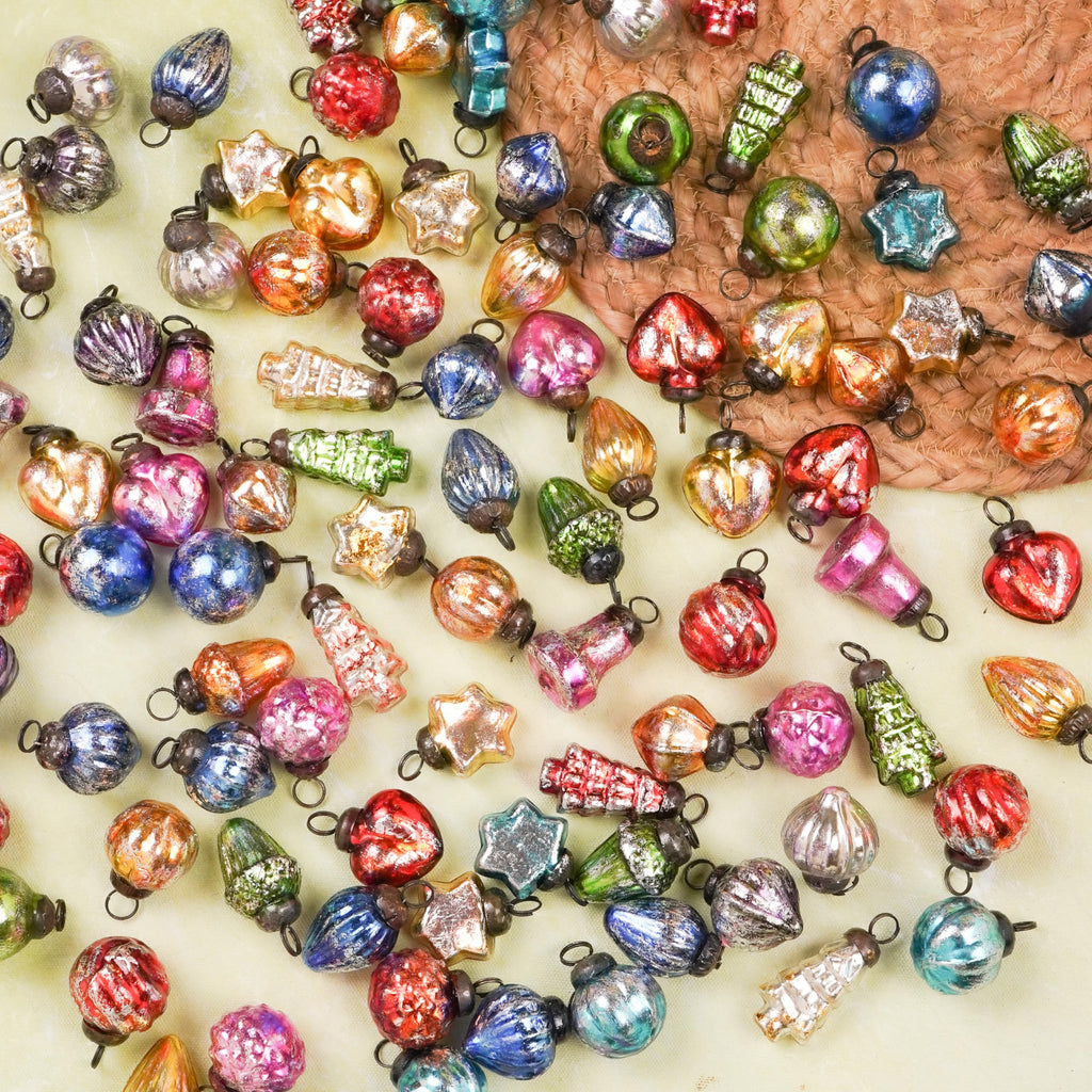 IndianShelf 25 Pieces Retro Distress Glass Vintage Christmas Tree Ornaments