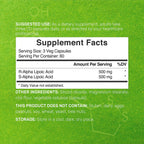 Alpha Lipoic Acid 1,000mg, 180 Veggie Capsules – 50/50 R-ALA & S-ALA for Max Bioavailability – Antioxidant Supplement – Energy & Nervous System Support – Non-GMO