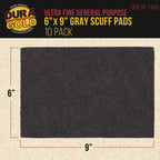 Dura-Gold Premium 6" x 9" Gray Ultra Fine General Purpose Scuff Pads, Box of 10 - Final Scuffing, Scouring, Sanding, Cleaning, Paint Color Blend Prep, Surface Adhesion Preparation, Automotive Autobody