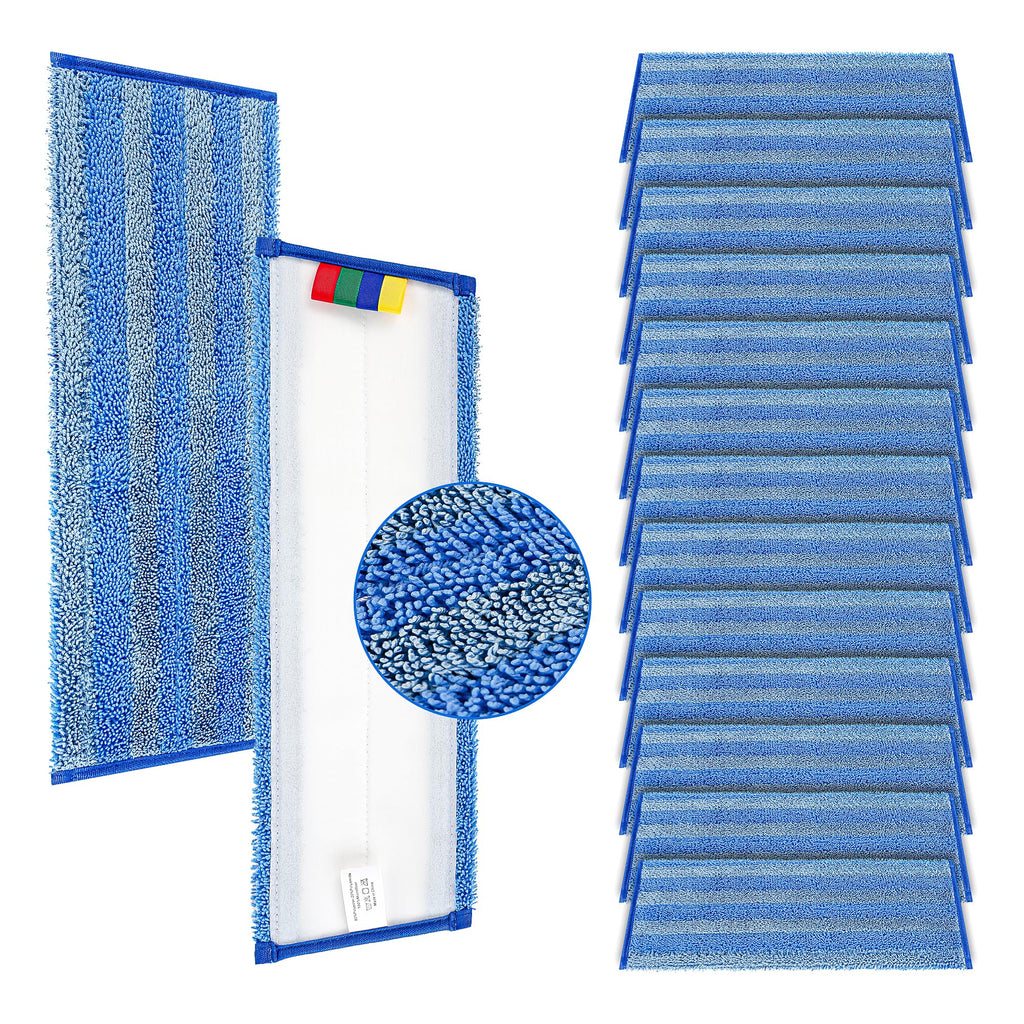 15 Pack Replacement Microfiber Mop Pad – Universal 17-18" Heavy Duty Reusable Refill – Thick Commercial Cleaning Pad for Wet & Dry Use - 18in Flat Mop Head (Trapezoid)