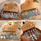 45 Pairs Big Vintage Silver Drop Dangle Earrings Set for Women