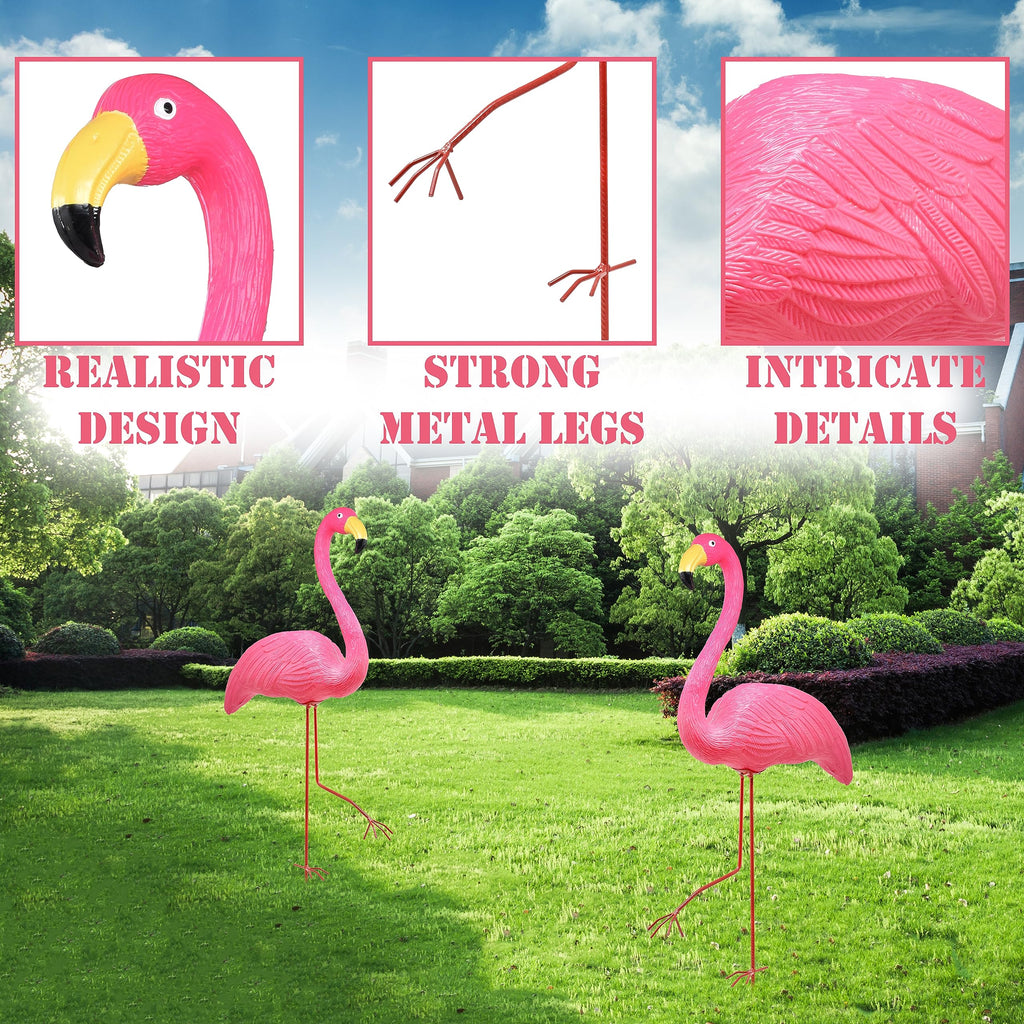 Pink Flamingos Yard Decorations Decor Ornaments for Outdoor Lawn Garden 2pk