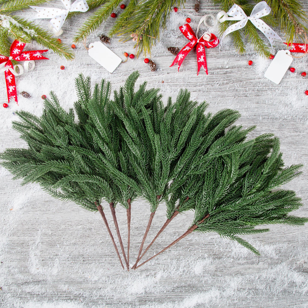 Rowfad 12 Pcs Artificial Norfolk Pine Branches Faux Christmas Stems (12)