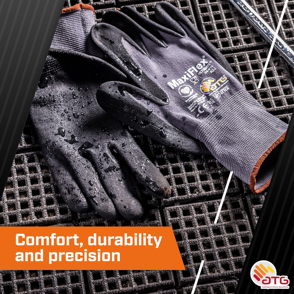 ATG MaxiFlex PIP 34-874/XL MaxiFlex Ultimate, Foam Nitrile Palm Coated Gloves, Gray, XL (Pack of 3)
