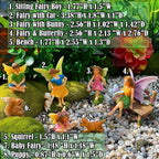 Mood Lab Fairy Garden Figurines with Animals - Miniature Decorative Statues & Accessories Set (8 pcs) - Outdoor & Indoor Garden Decor