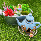 Mood Lab Miniature Garden Decor - Decorative Resin 7.1" H Teapot House Set (4 pcs) - Indoor & Outdoor Garden Decor