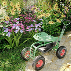 PeacefulHues Garden Scooter Rolling Work Seat – 360° Swivel Garden Cart with Wheels, Tool Tray & Steering Handle – Heavy Duty Outdoor Stool for Planting, Weeding & Yard Work