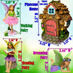 Mood Lab Fairy Garden Figurines - Pinecone Fairy House Set (4 pcs) - Miniature Decorative Statues & Accessories - Outdoor & Indoor Garden Decor