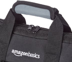 Amazon Basics Durable Wear-Resistant Tool Storage Bag with Adjustable Shoulder Strap, Portable Tool Organizer, 16 Pockets, 12 in, Black & Gray