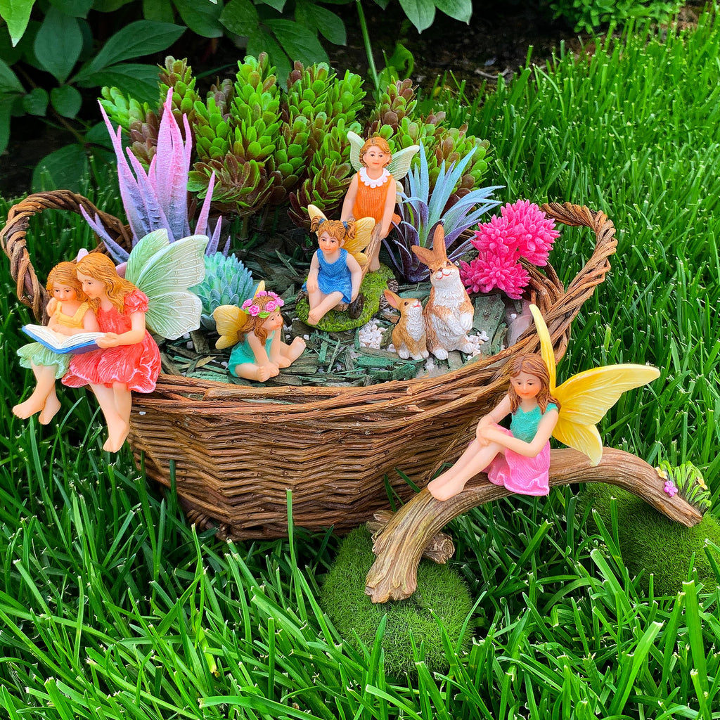 Mood Lab Fairy Garden Figurines - Fairy Statue Set (6 pcs) - Miniature Decorative Statues & Accessories - Outdoor & Indoor Garden Decor