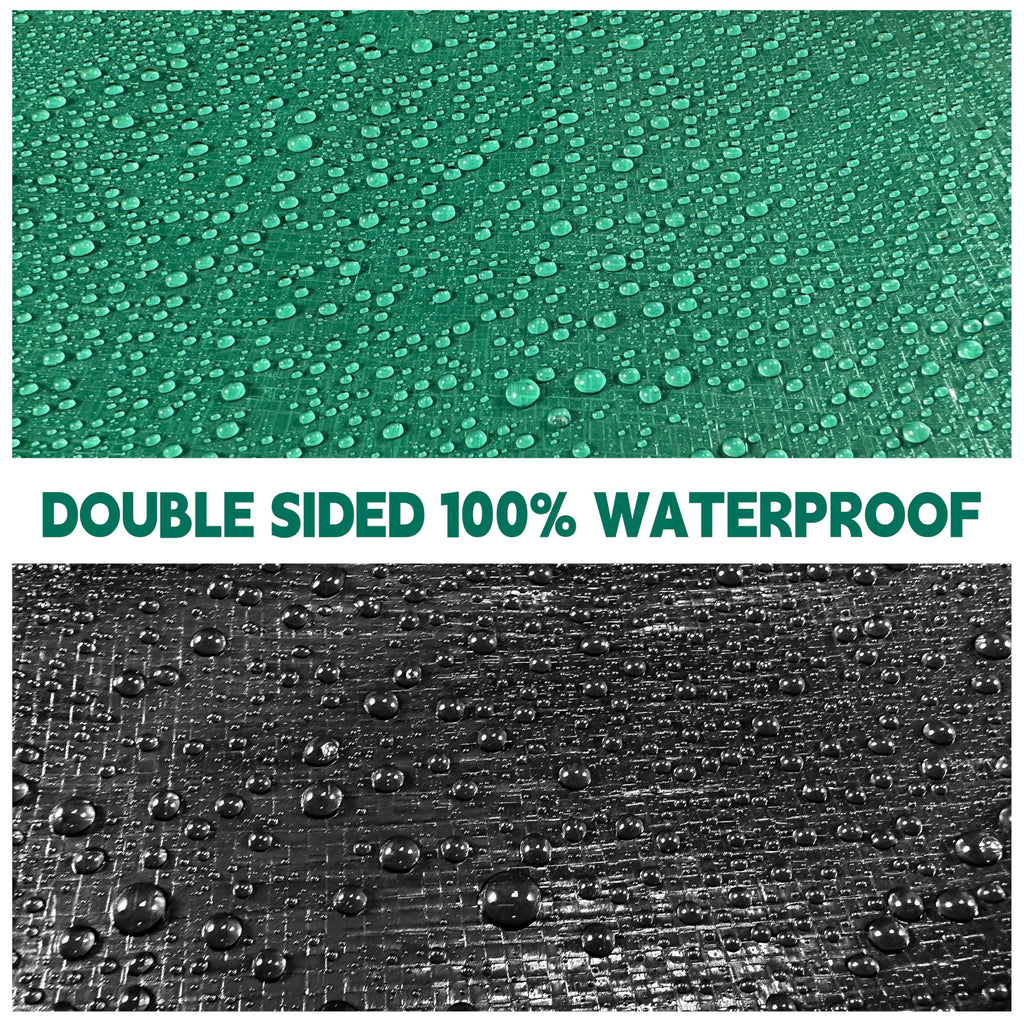 Tarp 15x15 ft Heavy Duty 100% Waterproof 10mil,UV Resistant,Durable Grommets and Reinforced Edges Green/Black Tarp for Camping, Swimming Pools,Car Coverage -by MVPNET