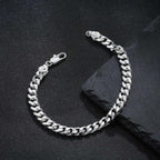 HIMSTORY Silver Bracelet for Men, 7mm 925 Sterling Silver Cuban Link Bracelet Diamond Cut Silver Bracelets Jewelry Gifts for Boyfriend Husband(8.5 Inches)