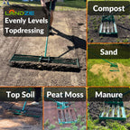 LANDZIE - The Original Lawn Leveling Rake – 36" Steel Handle Yard Leveler, Lawn Level Tool for Creating a Flat Surface - Works for Soil, Dirt, Topdressing, and Ground