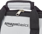 Amazon Basics Durable Wear-Resistant Tool Storage Bag with Adjustable Shoulder Strap, Portable Tool Organizer, 16 in, Black & Grey