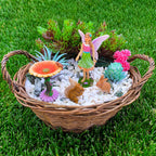 Mood Lab Fairy Garden Figurines with Flower - Miniature Decor Set (4 pcs) - Statues & Accessories - Outdoor Indoor Garden Decor