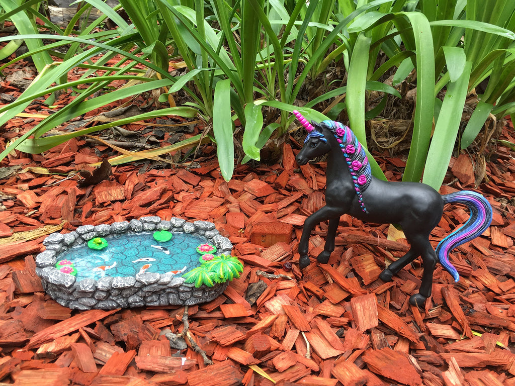 GlitZGlam KOI Miniature Pond for Fairy Garden - Enchanted Garden Accessories