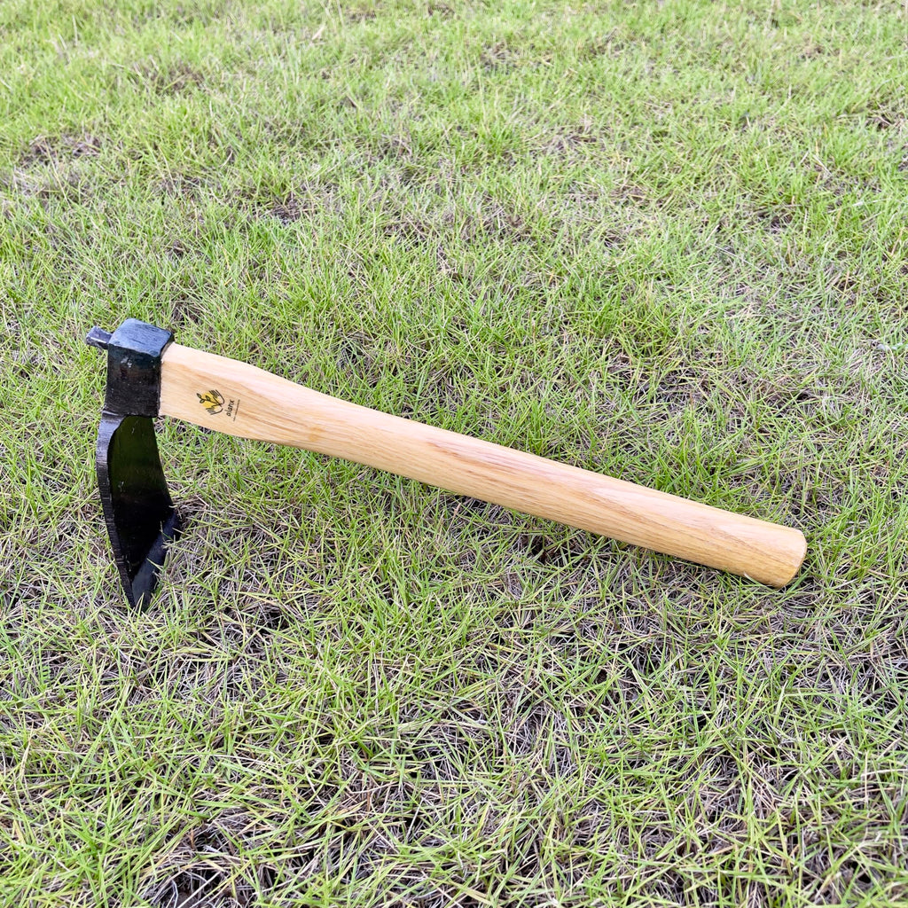 14 Inch Heavy Duty Curved Hoe, Without Welding, Gardening Tool, Oak Handle, for Digging, Weeding, and Planting