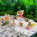Mood Lab Fairy Garden Figurines - Fairy Statue Set (6 pcs) - Miniature Decorative Statues & Accessories - Outdoor & Indoor Garden Decor