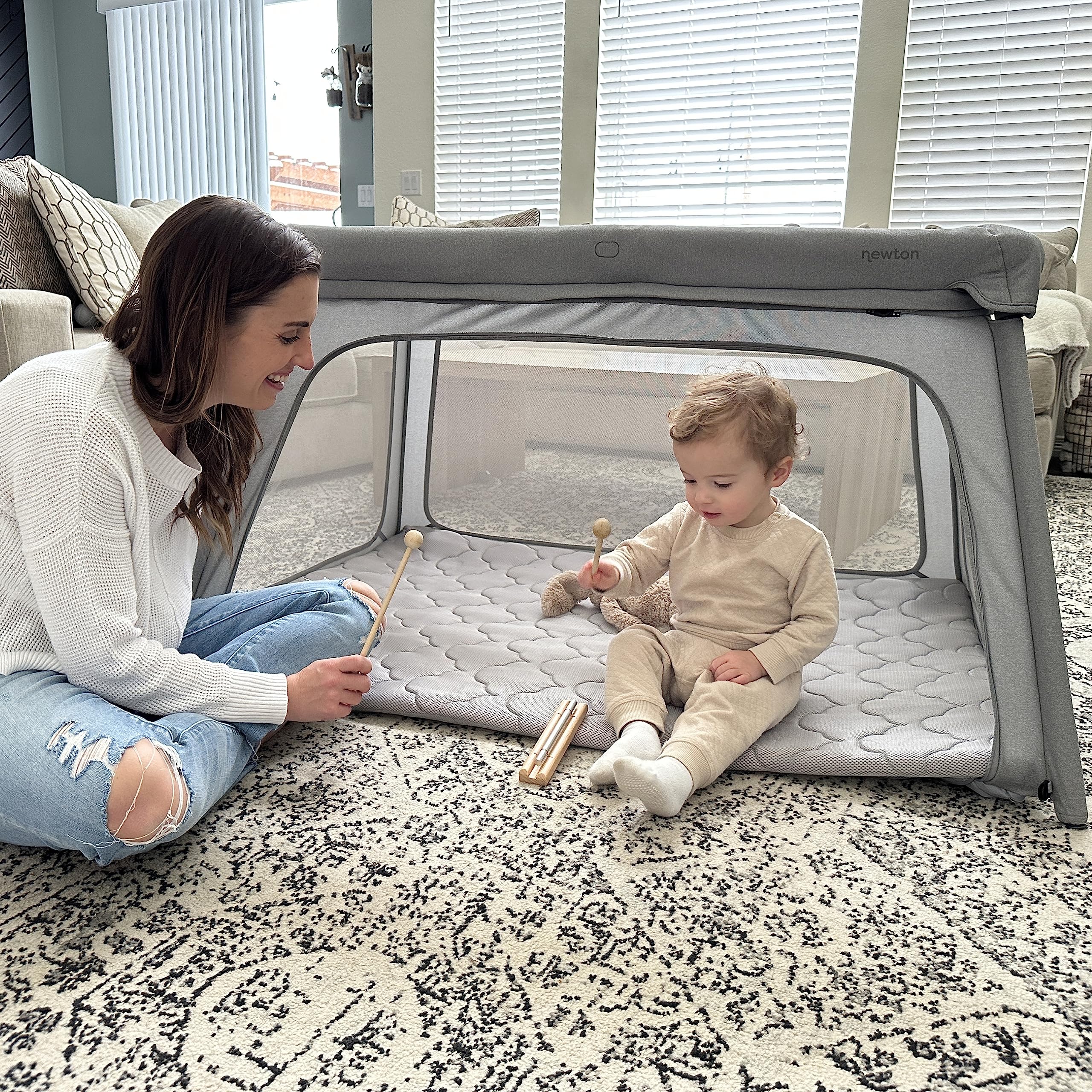 Newton Baby Travel Crib and Play Yard - 2023 Closeout Model | Safe, Breathe-Thru Mattress | Completely Washable | Largest-in-Class with Travel Bag