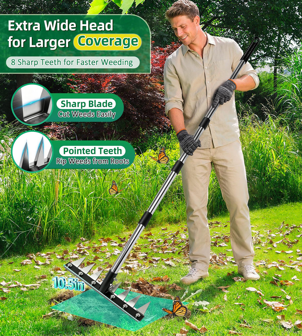 Weeding Rake Puller Tool for Garden,Heavy Duty Iron Weed Puller Cutter Tool