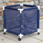 Essentially Yours Rolling Pool Storage Small Organizer Bin, (18" W x 18" L x 20" H), Blue / White Style 417244