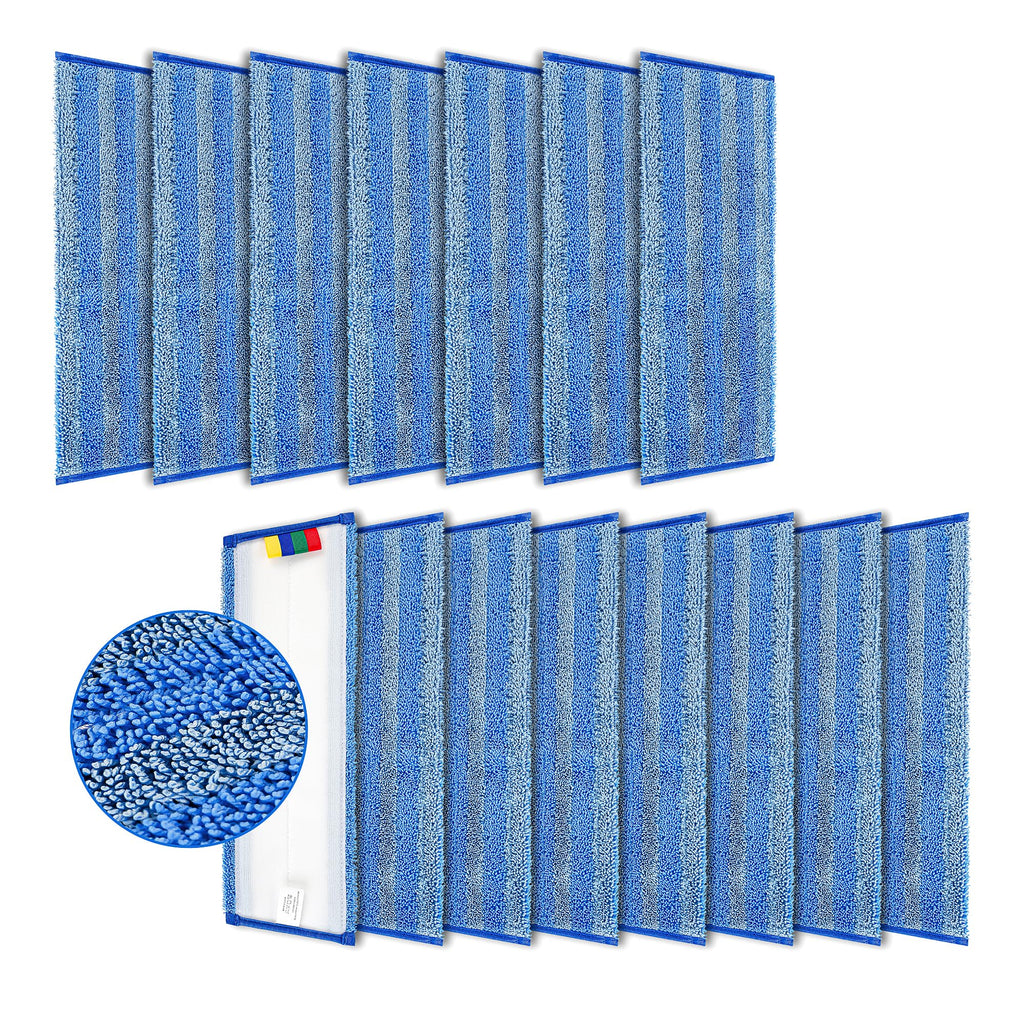 15 Pack Replacement Microfiber Mop Pad – Universal 17-18" Heavy Duty Reusable Refill – Thick Commercial Cleaning Pad for Wet & Dry Use - 18in Flat Mop Head (Trapezoid)