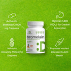 Bromelain Supplement 2,000mg Per Serving, 240 Capsules – Natural Proteolytic Enzymes from Fresh Pineapple – Supports Nutrient Digestion