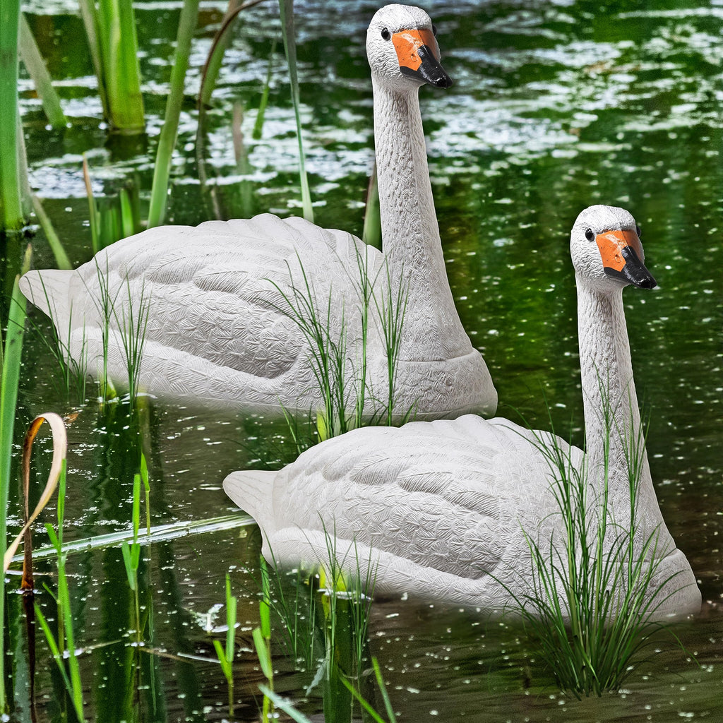 Swan Decoys for Geese Large Floating Swan Decoy for Pool Pond & Lake 2 Pack