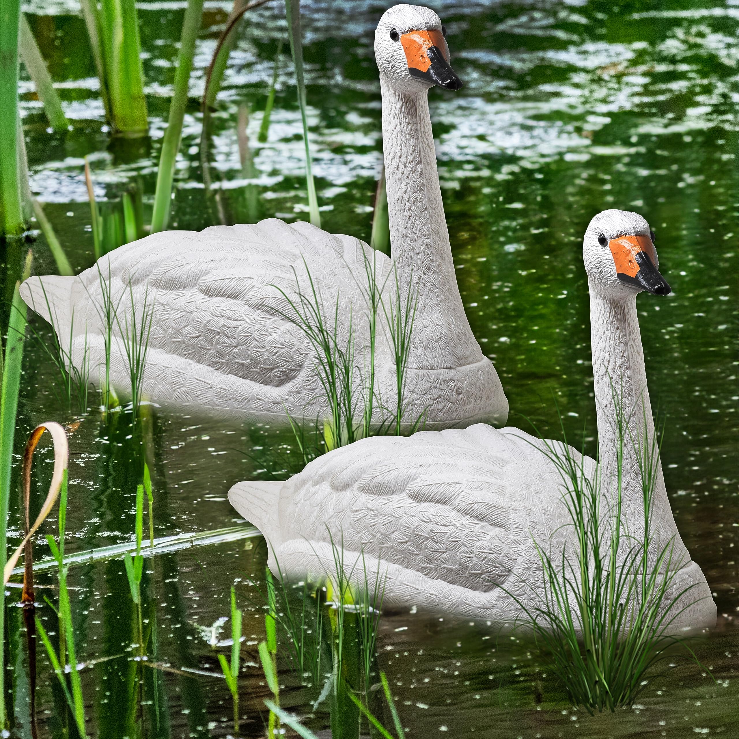 Swan Decoys for Geese Large Floating Swan Decoy for Pool Pond & Lake 2 Pack