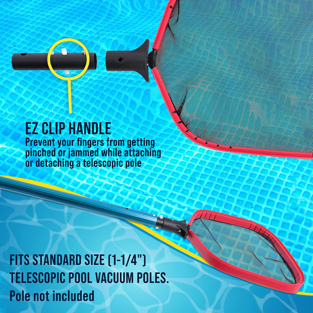 U.S. Pool Supply Professional Heavy Duty Large Swimming Pool Leaf Skimmer Net - Strong Reinforced Aluminum Frame for Faster Cleaning & Easier Debris Pickup and Removal - Clean Pools, Spas, Ponds