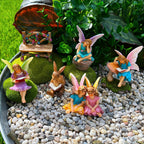 Mood Lab Fairy Garden Figurines - Reading Fairies Set (6 pcs) - Miniature Decorative Statues & Accessories - Outdoor & Indoor Garden Decor