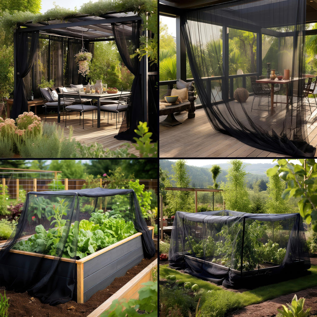 Black DIY Mosquito Net Fabric | 10x10 FT Netting | Insect Cover for Garden