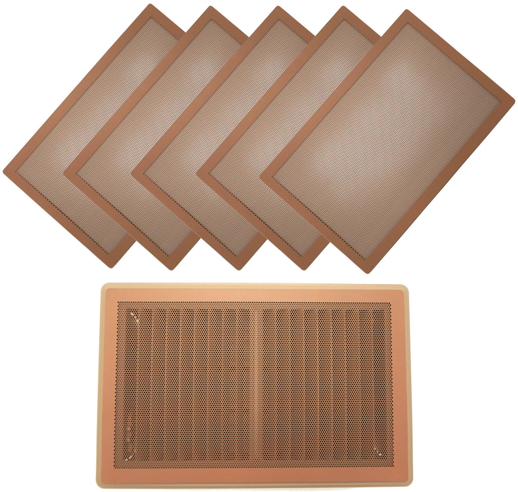 MODERN WAVE - Extra Strong Magnetic Air Vent Screen Cover for Floor 5-Pack (7" x 11", Brown)