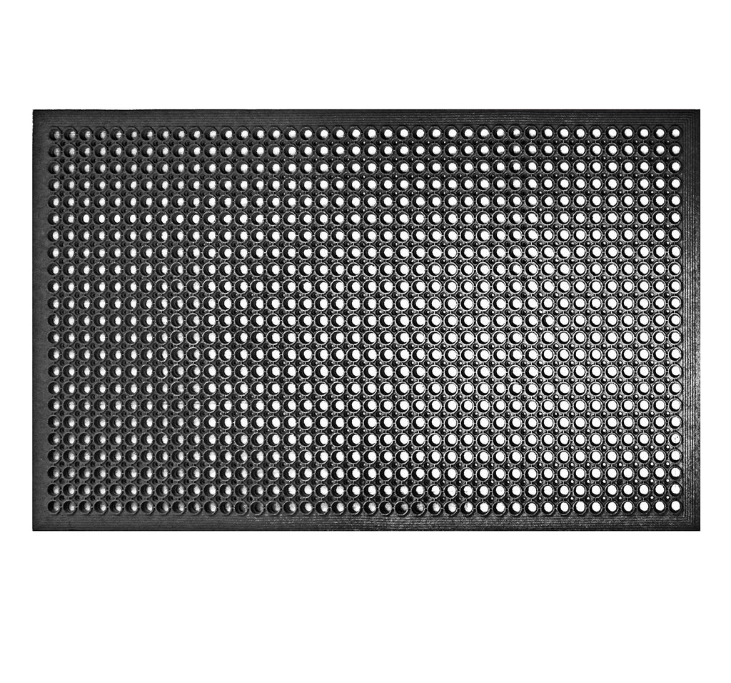 New Star Foodservice Commercial Grade Grease Resistant Anti-Fatigue Rubber Floor Mat, 36" x 60", Black