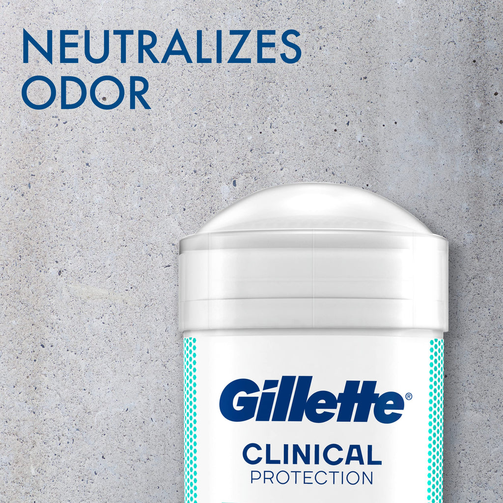 Gillette Clinical Antiperspirant and Deodorant for Men, 72hr Sweat & Odor Protection, Long Lasting Freshness, Anti-White Mark Technology, Soft Solid, Arctic Ice Scent, 2.6 oz