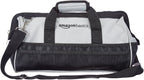 Amazon Basics Durable Wear-Resistant Tool Storage Bag with Adjustable Shoulder Strap, Portable Tool Organizer, 16 in, Black & Grey