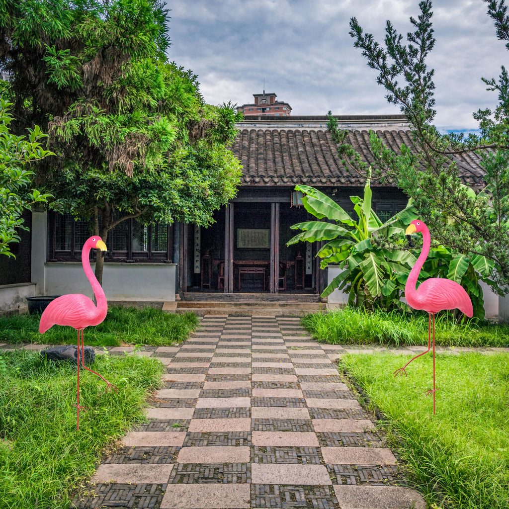 Pink Flamingos Yard Decorations Decor Ornaments for Outdoor Lawn Garden 2pk